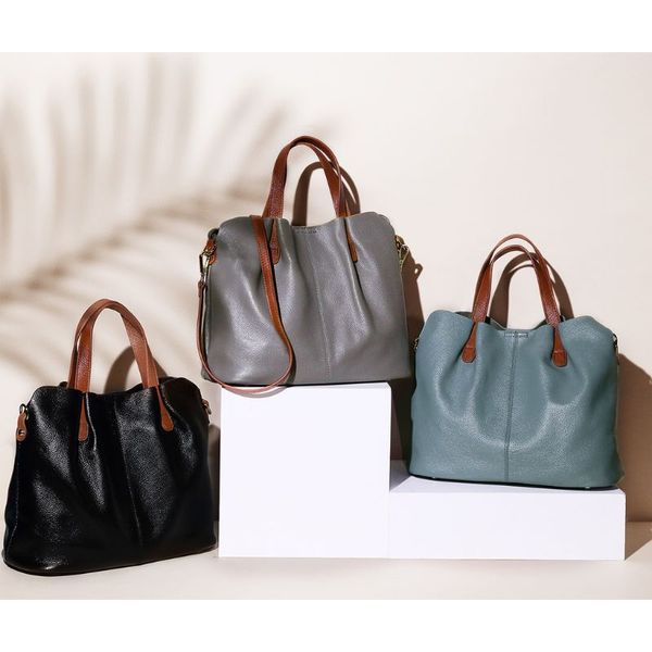 

2019 genuine leather satchel handbag crossbody shoulder bag tote purse with inner bag for women beach travel party use supplies