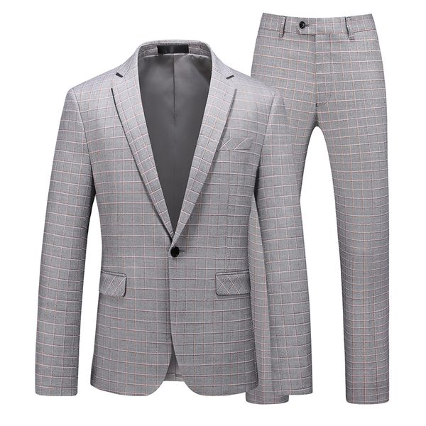 

mogu мужских плед blazer две части одной кнопки slim fit свадебное платье для man вскользь серых костюмы куртки большого размера 5xl, White;black