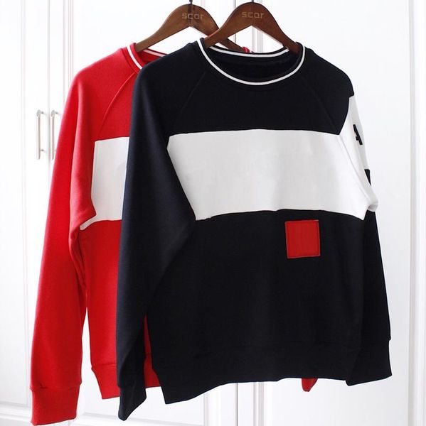 

18ss luxury winter europe paris вышивание contrast лоскутная толстовки моды мужской одежды o-образным вырезом пуловер толстовка женщины пере, Black