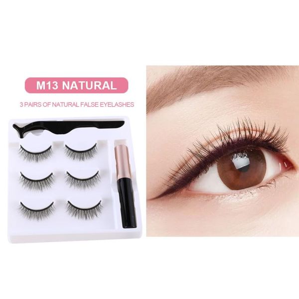 

3 pairs 3d magnetic eyeliner liquid false eyelashes set magnet eyelashes waterproof liquid tweezers set lasting handmade tools