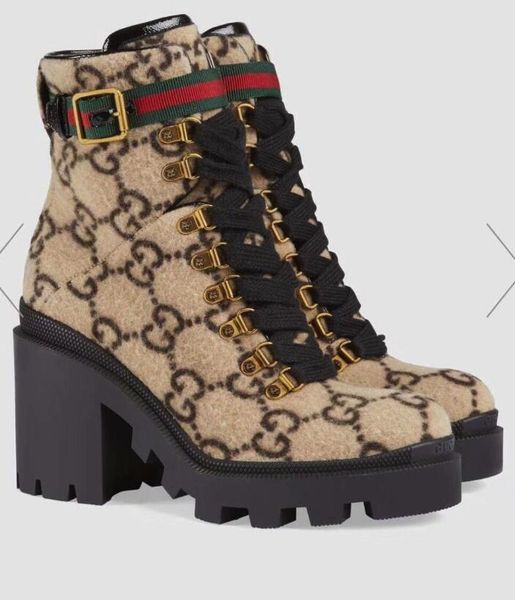 

ααα luxurylouis vuitton gucci fendi 2020 brand women's winter high heel 6cm warm boot size 35-40 + b