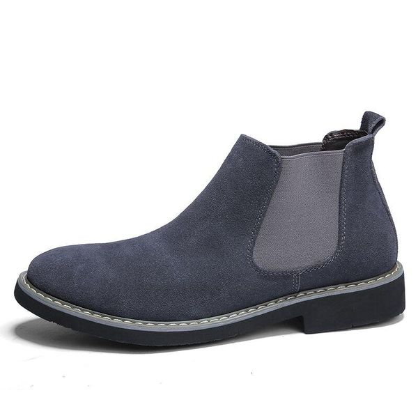 

new men boots ankle boots fashion men's cow suede leather quality slip ons motorcycle warm men's big size 46, Black