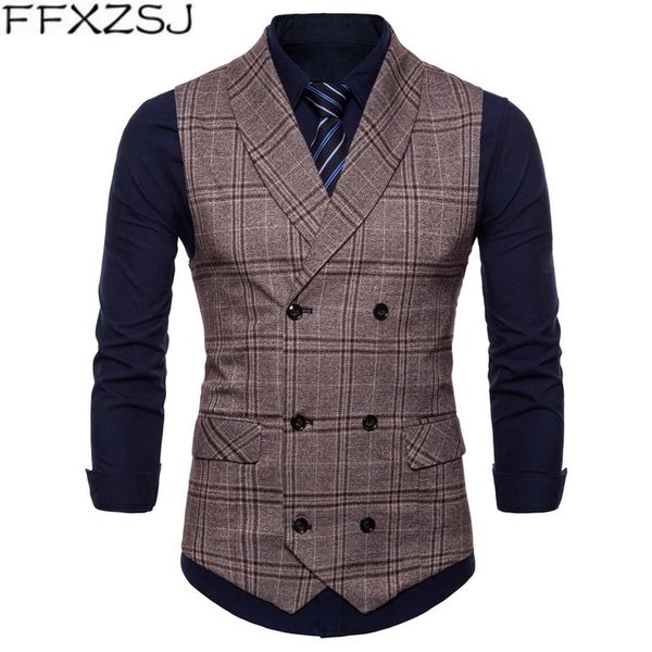 

men suit vest 2019 double breasted waistcoat slim fit gilet men business wedding colete masculino social blazer plus size 4xl, Black;white
