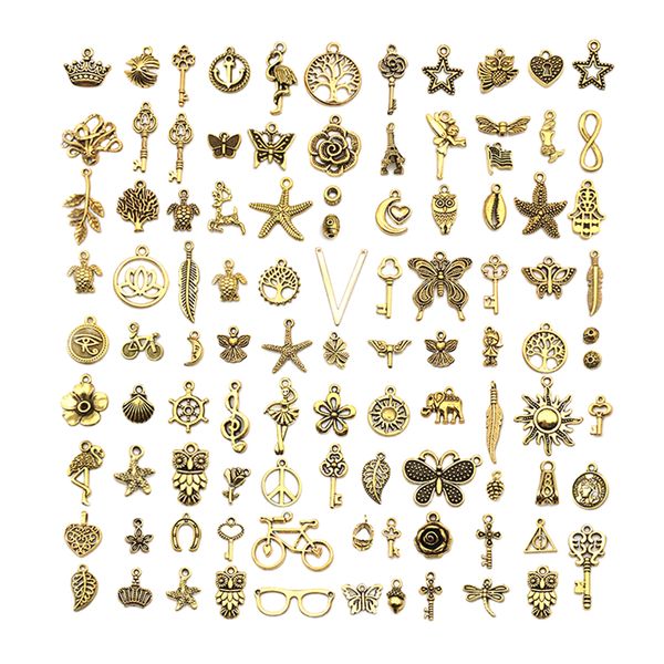 

100 pack mixed necklace charms pendants pendants for making jewelry, Black