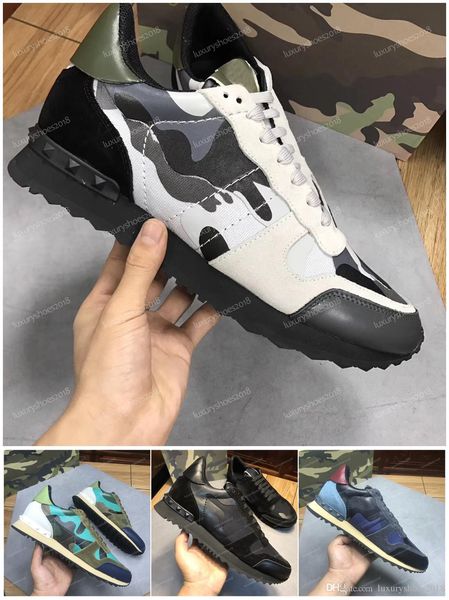 

new color camo suede studded camouflage rock runner sneaker shoes for women men stud casual luxury designer shoes sneakers chaussures, Black