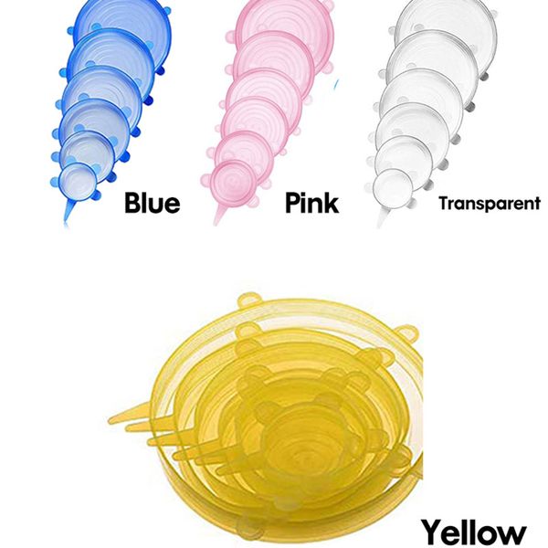 

6pcs reusable silicone food cover stretch lids universal food wrap bowl pot cover food fresh keeping silicone caps stretchable