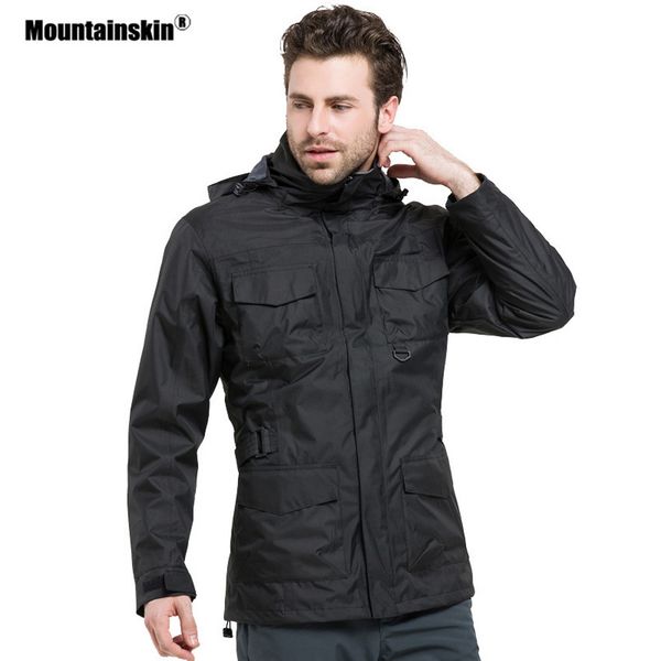 

mountainskin men's 3 in 1 winter fleece jacket 2 pieces outdoor sports windbreaker fishing hiking camping ski brand coat va290, Blue;black