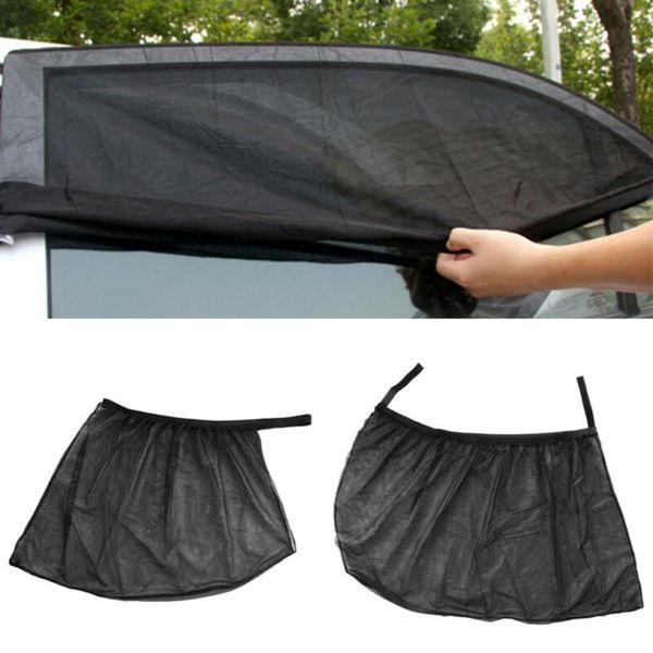 

2pcs 88*52cm black auto sun shade car front side window heat shield cover flexible mesh fabric sunshade protector