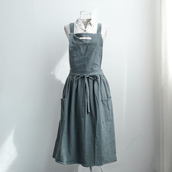 

women bib apron cotton linen home cooking florist coffee shop bar
