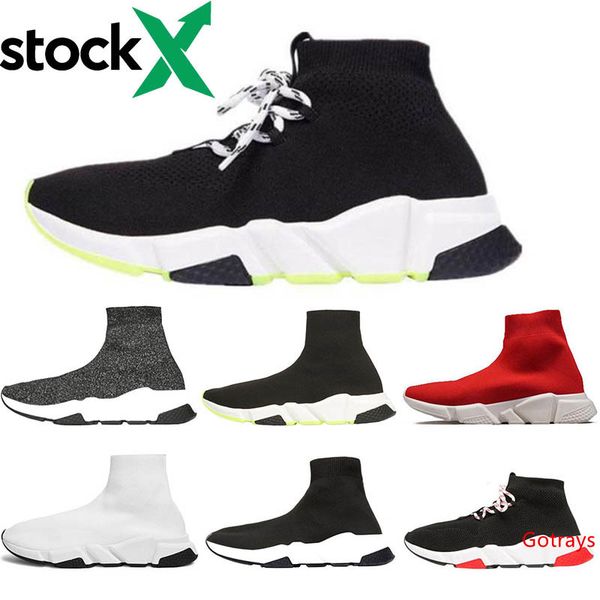 

stock x sock designer speed trainer brand shoes green black white red flat fashion socks boots sneakers trainers runner size 36-45