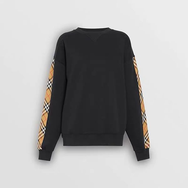 

designer men hoody luxury long sleeves round neck simple casual fashion design grid pattern luxury men hoody without hat brand men hoody, Black