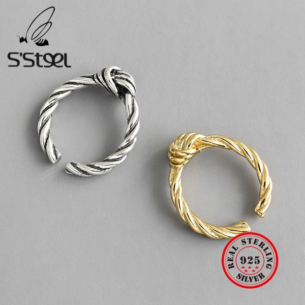 

s'steel knot ring 925 sterling silver rings for women anillos plata 925 para mujer bijoux femme 2019 bague argent fine jewelry, Golden;silver