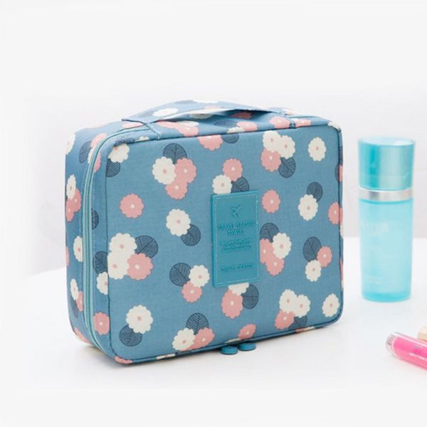 

korean travel storage handbag women nylon canvas wash bag large capacity waterproof square cartoon pattern cosmetic bag female