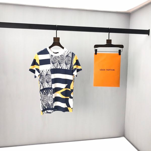 

2020 french summer latest fashion colorblock striped letter printed t-shirt men's designer high-quality casual cotton casual t-shirts, White;black