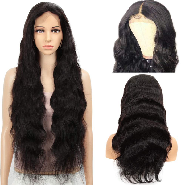 

13x4 lace front human hair wigs brazilian remy body wave wig pre plucked 13x6 lace front wig 180 250 density, Black;brown