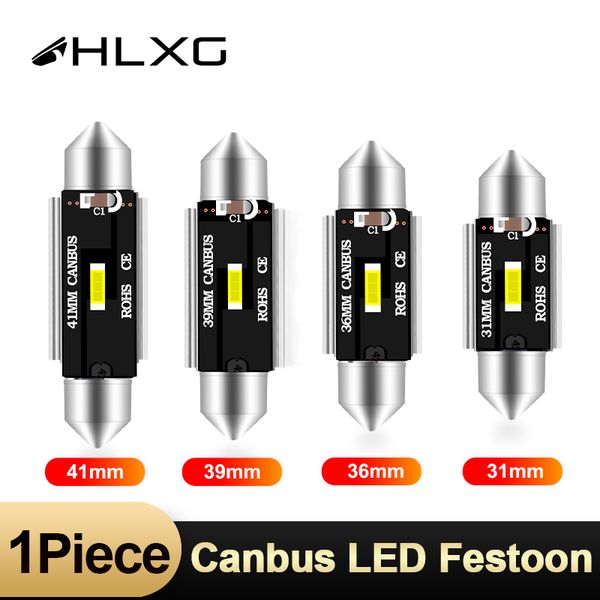 

hlxg 1pc 31mm 36mm 39mm 41mm car festoon led bulb warm white canbus c5w c10w csp chips interior dome reading licence plate light