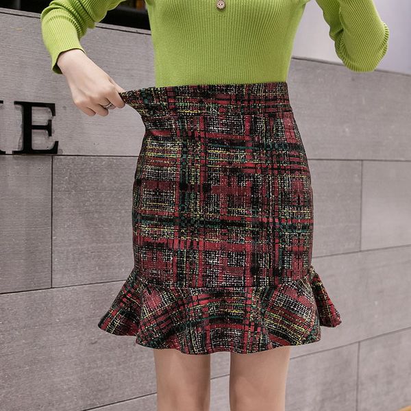 

новый плюс размер s-5xl женские тонкий принт русалка юбка высокая эластичная юбка элегантный корейский офис женские сексуальные мини-юбки ju, Black