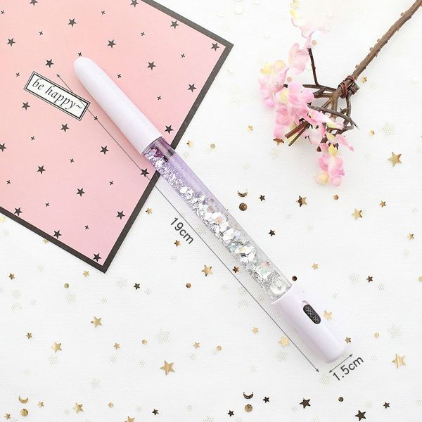 

1 pic sequins liquid quicksand dazzle color magic wand fairy pens with light gel pen stationery school office supplies