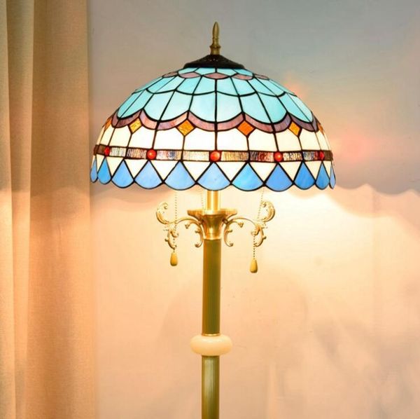 

40cm nordic lamp blue mediterranean l living room jade floor lamp tiffany stained glass pure copper standing lamp