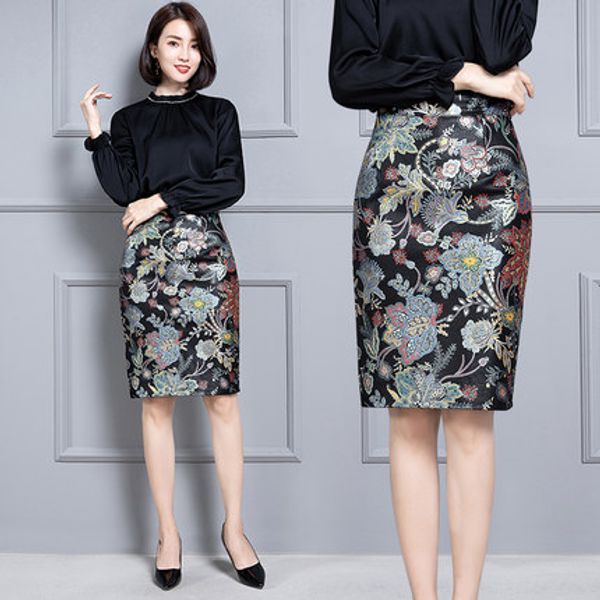 

2019 new fashion genuine sheep real leather skirt k32, Black