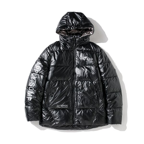 

2020 glossy waterproof and cold men's cotton padded clothes thick cotton jacket winter jacket men, Black