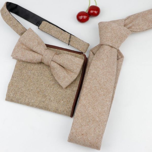 

wool polyester neck tie set for men slim tie necktie strip tartan bow handkerchief set papillon wedding cravat corbatas, Blue;purple