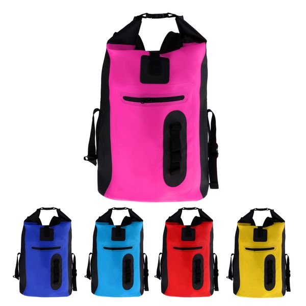 

30l waterproof dry bag backpack & zipper pocket, padded adjustable shoulder straps - various colors
