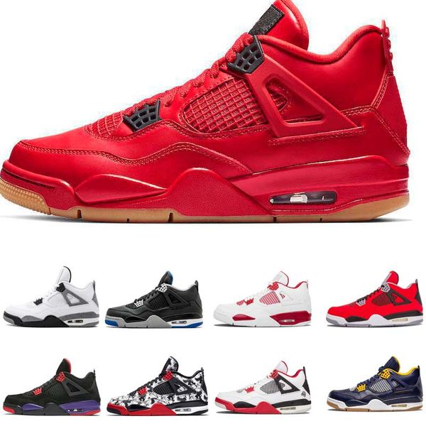 

jumpman 4 4s basketball shoes university blue tech white sail white cement pure money red thunder pony hair guava ice sneakers trainers