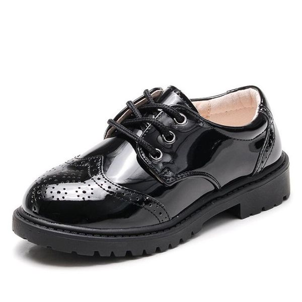 

brand boy black leather shoes school dress performance shoes children boy fashion patent leather dress wedding size 26-39, Black;grey