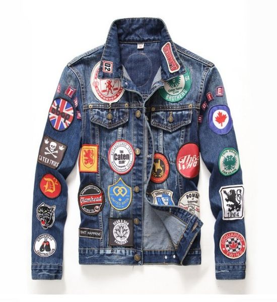 

мужские дизайнерские куртки модные итальянские бренды логотип патч дизайн аппликация куртки мотоциклетная куртка тонкие куртки изношенные пи, Black;brown