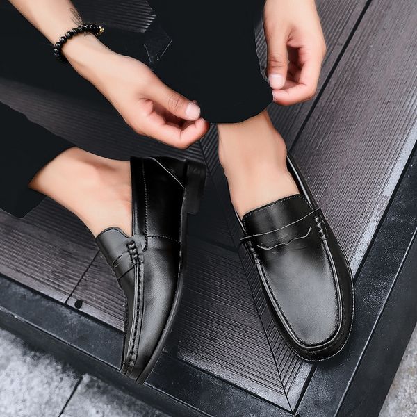 

мужчины мокасины обувь весна лето мягкие натуральные кожи бизнесмены мокасины обувь дышащий накладки на водительскую обувь размер 39-46 2011, Black