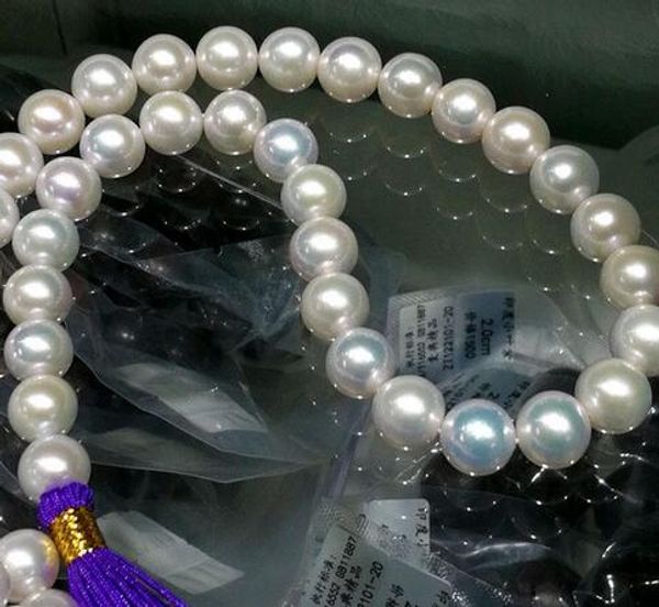 

10-11 mm mar del sur genuino blanco collar de perlas 18 ", Silver