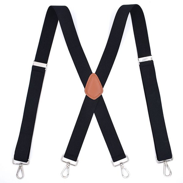 

four clip-on suspender men hook strap black triangle strap x-back braces brown adjustable of trousers adjustable bretels, Black;white