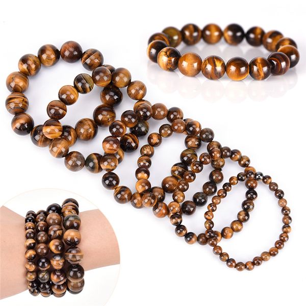 

natural stone bead buddha bracelets tiger eyes bracelet pulseras mujer men women 6mm 8mm 10mm 12mm 14mm 16mm, Black