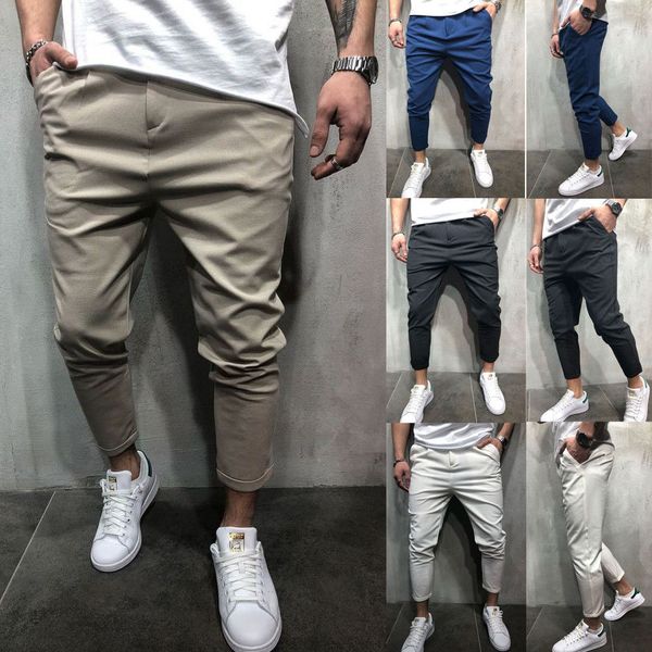 

new autumn men harajuku pant long trousers office pencil straight slim fit small feet sweatpants casual pans streetwear, Black