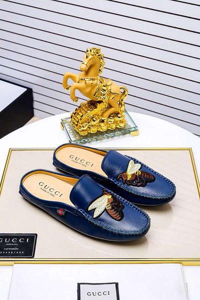 

new high-end brand party casual shoes comfortable walking fitness men's spring and summer half slippers 38-45 yards with box, Black