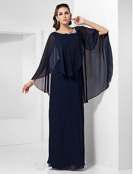 

2019 new formal evening military ball party dress prom dresses plus size petite sheath column scoop floor-length chiffon with beading aw368, Black