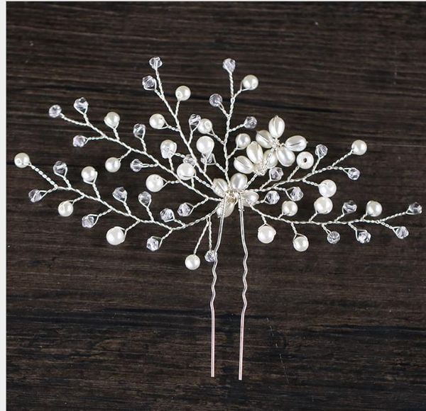 

pearl crystal bride hair chai korean beautiful bride comb, Slivery;golden