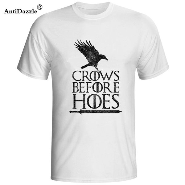 

antidazzle new fashion crows before hoes t shirts men o neck short sleeve cotton men's t-shirts euro size man shirts, White;black