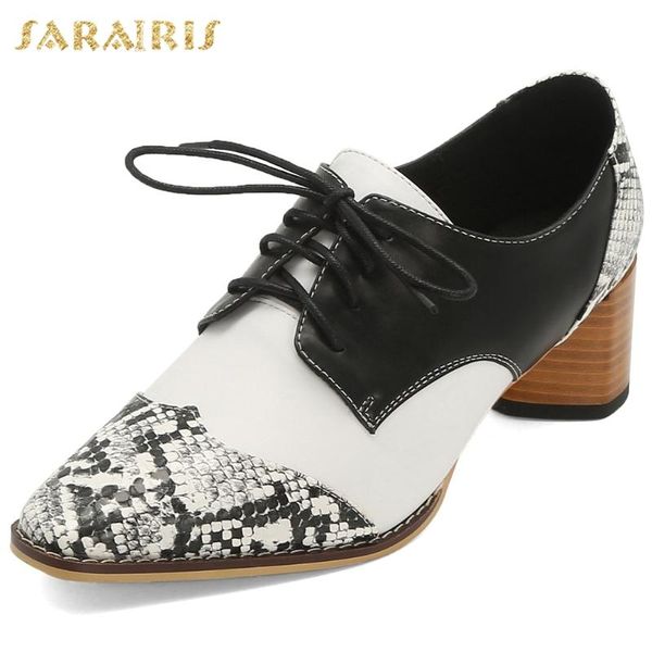 

sarairis 2020 новая мода коренастый пятки lace-up управление леди насосы женщина обувь женская весна / осень комфортные ботинки женщин насос, Black