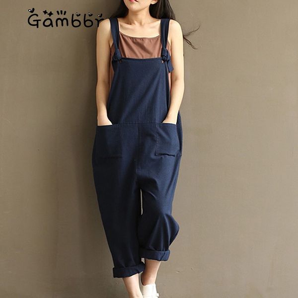 

plus size 5xl jumpsuit women 2019 summer vintage casual fashion pocket cotton linen romper overall strap dungaree harem trousers, Black;white