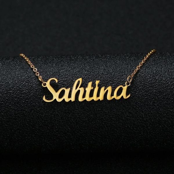 

gold silver color personalized custom name pendant necklace customized cursive nameplate necklace women handmade birthday gift