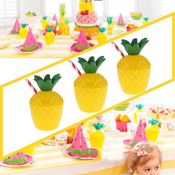 3 pc PINEAPPLE TROPICAL DRINK HOLDER Hawaiian Luau Beach Party Supply Decor 7-1b