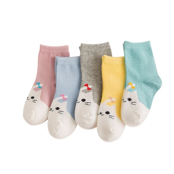 

5pair set infant toddler baby children boys girls cartoon printed socks cotton cute candy kids clothing accessories 1-10t, Pink;yellow
