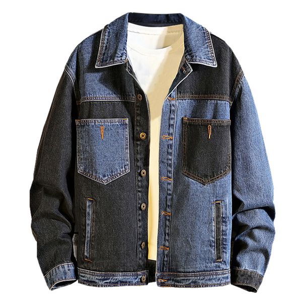 

men's denim jacket men hip hop coat retro patchwork spring autumn fashion trendy jeans jacket male cowboy coats clothing, Black;brown