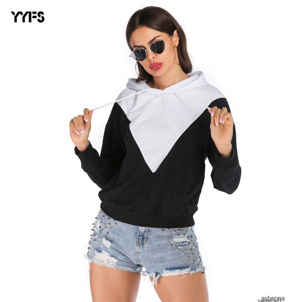 

womens designer loose stitching hooded long sweater casual hoodiedonhh, Black;brown