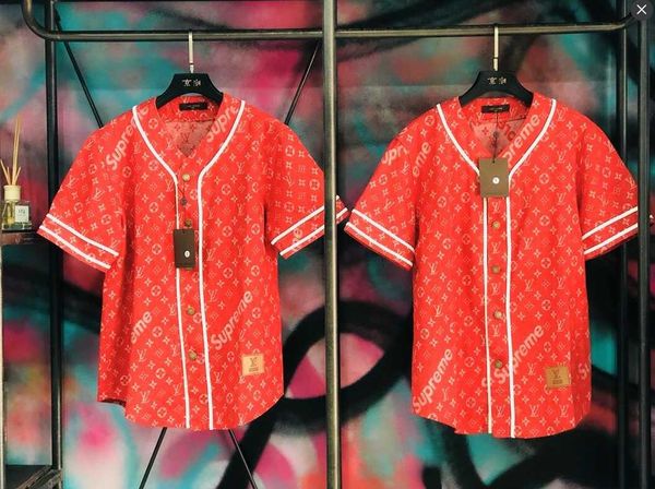 

2019 luxury embroidery jean men women red blue ba eball t hirt lou iota vu iota tton