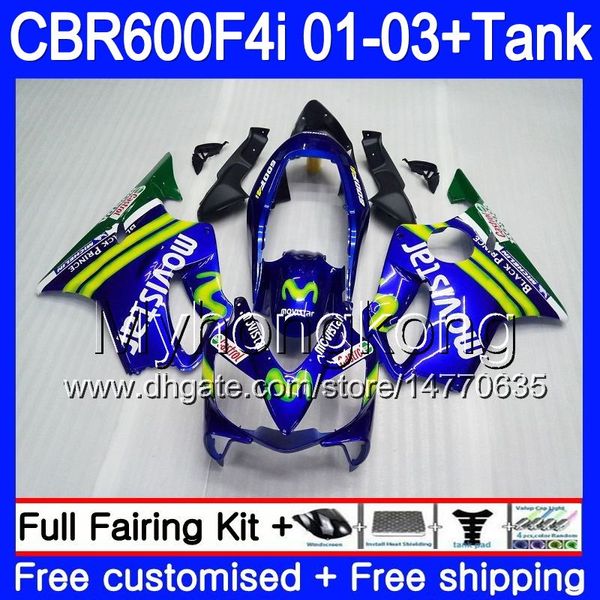 Karosserie + Tank für HONDA CBR 600 F4i CBR 600F4i CBR600FS 600 FS 286HM.3 CBR600F4i 01 02 03 CBR600 F4i 2001 2002 2003 Verkleidungen Movistar Blau neu