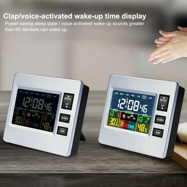 

voice control smart alarm clock electronic bedside clock luminous screen table for students and children silent creative