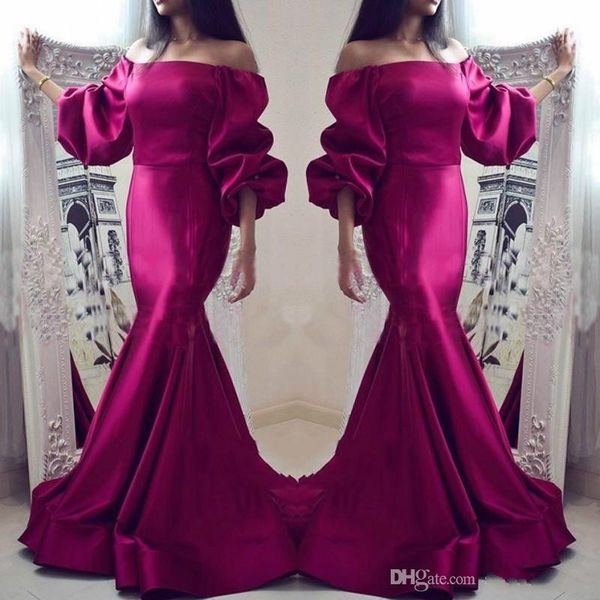 

mulberry color mermaid prom dresses off the shoulder loose long sleeves evening gowns cocktail party dresses formal wear for women 2018, Black